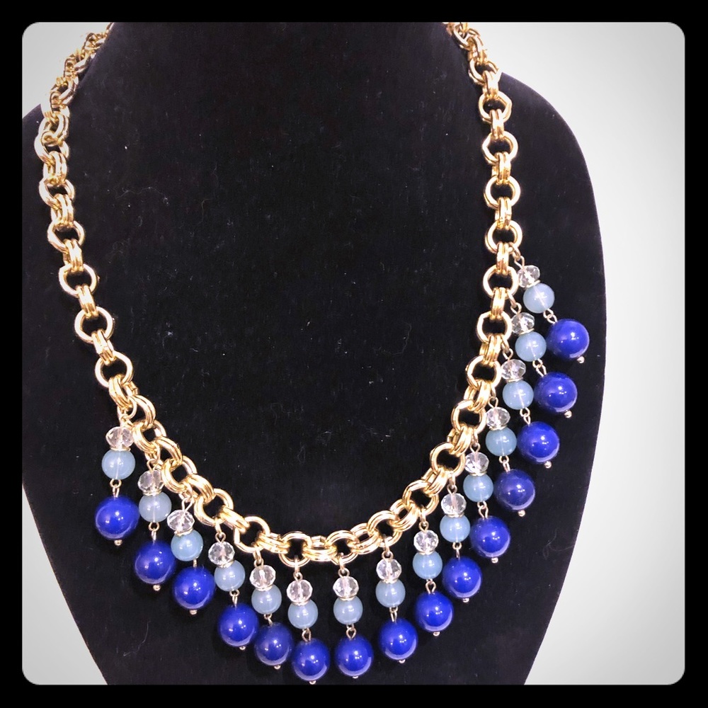 Blue and Gold costume necklace